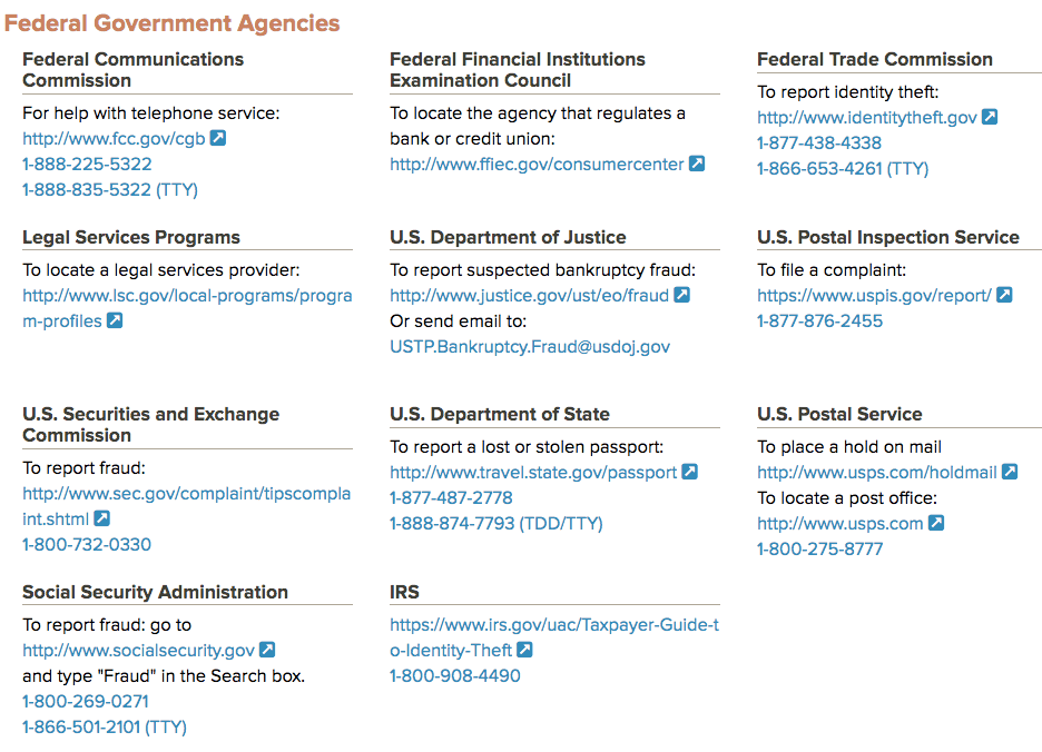 List of US Federal agencies to report data breach